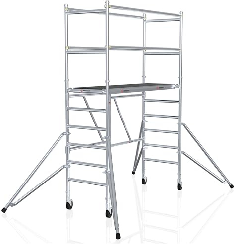 Stuver Scout Z 190 SEC+ Andamio 3,80 metros - [Ahorra espacio] Andamios plegables aluminio - Andamios de obra - Andamios de aluminio - Andamio con ruedas - Rueda andamio - Andamios plegables