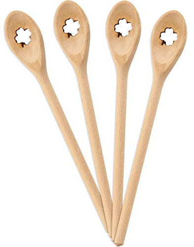 Cucchiaio Gourmet in legno | Set di 4 mini cucchiai in legno | Mini cucchiaio come idea decorativa | Decorazione in legno | Idea regalo Natale Set di 4 cucchiai da gourmet Quadrifoglio