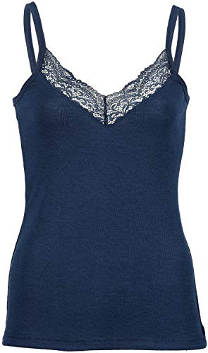 Engel Natur, Top de encaje para mujer, 70% lana (kbT), 30% seda, marine, 36-38
