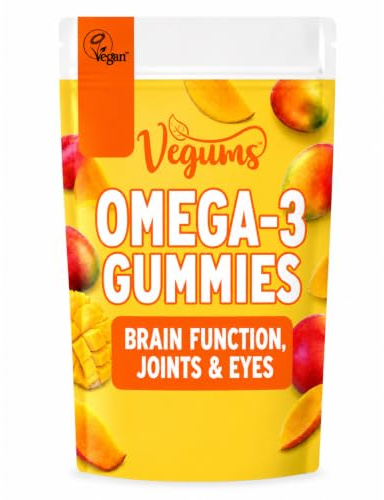 Vegums Omega 3 Gummies Vegan DHA EPA Algae Kids Adults 30 Gummies