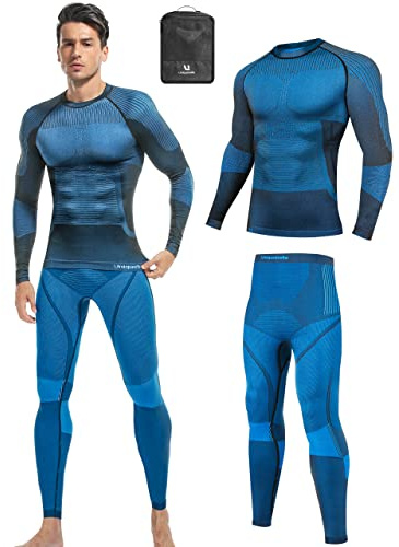 UNIQUEBELLA Upgrade-Version Thermo Unterwäsche Herren, Atmungsaktiv Schnelltrocknend Funktionswäsche Männer Flexibel Skiunterwäsche Set - Warm Thermo Unterwäsche Winter