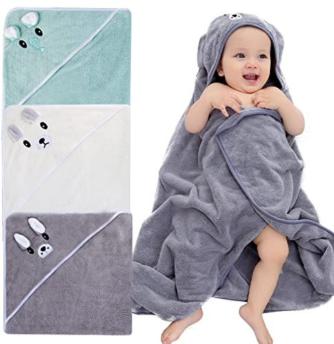 3 asciugamani con cappuccio per bambini, asciugamano per bambini con cappuccio, 80 x 80 cm, con cappuccio, asciugaman