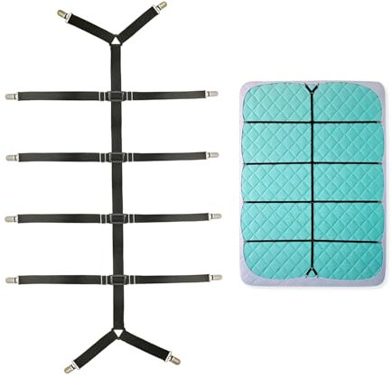 HX AURIZE Bettlakenspanner Verstellbar, Bettlaken Spanngurte, Spanner für Bettlaken - für Faltenfreie Bettlaken und Topper (Schwarz)