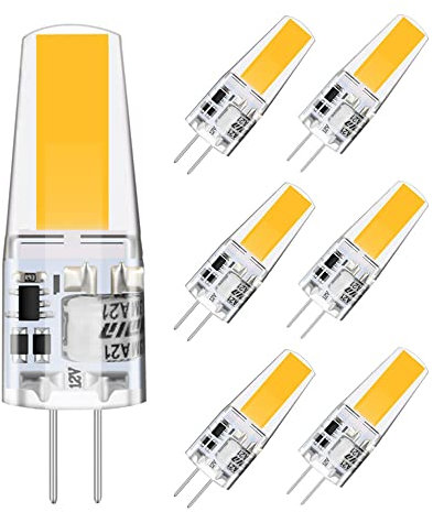 tkhetiana 2.5w G4 LED Lampen,Nicht Dimmbar 12V G4 LED Birnen 2W Leuchtmittel 3000K Warmweiß LED Birnen Glühbirne Ersatz für 20W 25w Halogenlampen 12V AC/DC,360° Abstrahlwinkel,6er Pack
