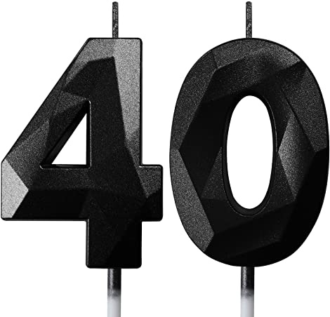 Candele Compleanno Candela Numero 40 Decorazioni Torta Compleanno Candeline Compleanno Nere Candele per Feste Candelina 40 anni Donna Uomo