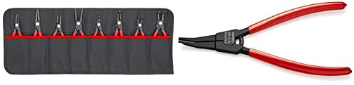 Knipex Sicherungsringzangen-Set 8-teilig (SB-Karte/Blister) 00 19 58 V02 & Montagezange für Sprengringe auf Wellen brüniert, mit Kunststoff überzogen 200 mm 45 21 200