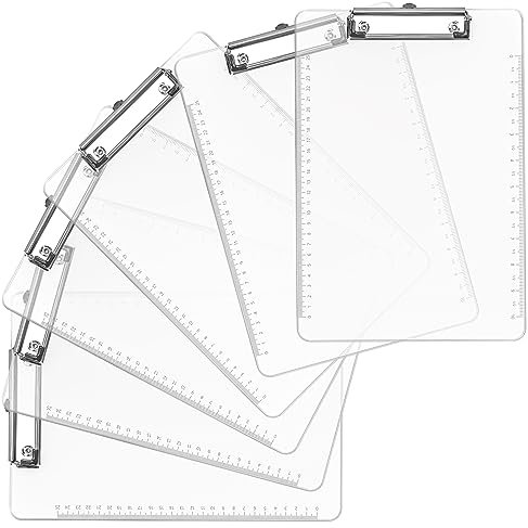 Belle Vous Porte Document en Plastique avec Clip en Métal - Lot de 6x Porte Bloc avec Pince pour 80 Feuilles Papiers Formulaires - Support Feuille A4