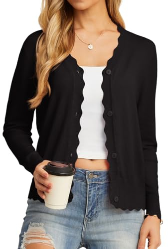 GRECERELLE Cardigan Sweaters for Women Lightweight 2026 Fall Outfits, Black