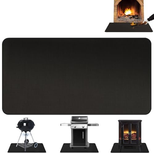 Base ignífuga para barbacoa, alfombrilla protectora para el suelo: Nizirioo 64 x 104 cm resistente al fuego chimenea estufa alfombra resistente al calor hasta 1800 ° F estera de protección contra el