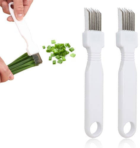 EIHI 2 pezzi Coltello da cipolla verde, coltello da triturazione, gadget da cucina multifunzionale, adatto per affettare cipolle verdi, erba cipollina