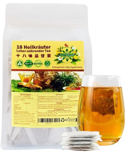 SIFANGDA 18 Aromen Nourishing Leber Tee 18味益甘茶 8.81oz / 300g (5gx60P) 18 Flavors Nourishing Liver Tea Natürliche Chinesische Kräutertee Koffein Frei
