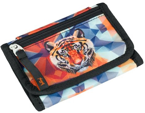 Baagl Brustbeutel Kinder - Geldbörse für Jungen - Geldbeutel, Mini Portemonnaie, Kleingeld Münzbörse (Tiger)