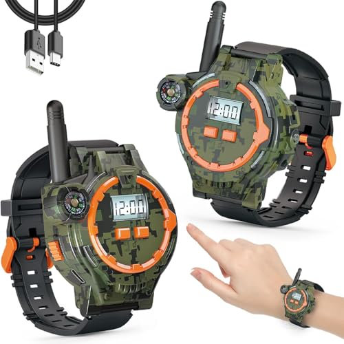 Talkie-walkie Rechargeable pour Enfants Talkie-walkie Radio avec Lampe de Poche Jeux d'extérieur pour Enfants Cadeaux d'interphone pour garçons et Filles