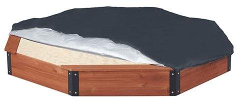 RSBQBATA Arenero Octogonal con Cubierta Impermeable, Protección para Areneros Infantiles, Madera 4 Bancos, Diseño Inferior, Arenero de Exterior para Jardín