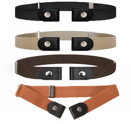 Nokwocy 4er Pack Kindergürtel, Kindergürtel ohne Schnalle, Verstellbarer Gürtel für Kinder Stretchgürtel für Jungen und Mädchen Sportgürtel für Teenager