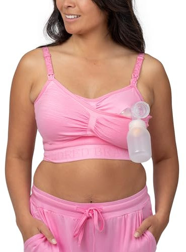 Kindred Bravely Sublime Pumping Bra Hands Free, Adjustable Pumping & Nursing Bra with EasyClip for All Breast Pumps (Bubblegum, Small Busty)