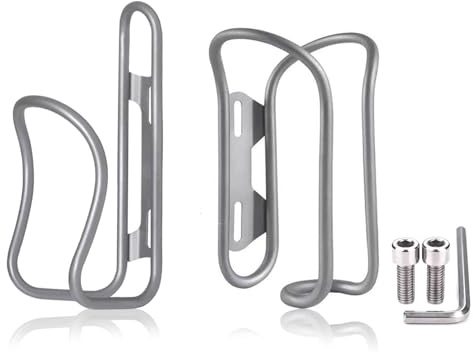 Titanium Bike Water Bottle Cages, 2-Pack, Lightweight and Durable Alloy Holder for MTB and Road Bicycles - Silver (Mixed 2Pack)
