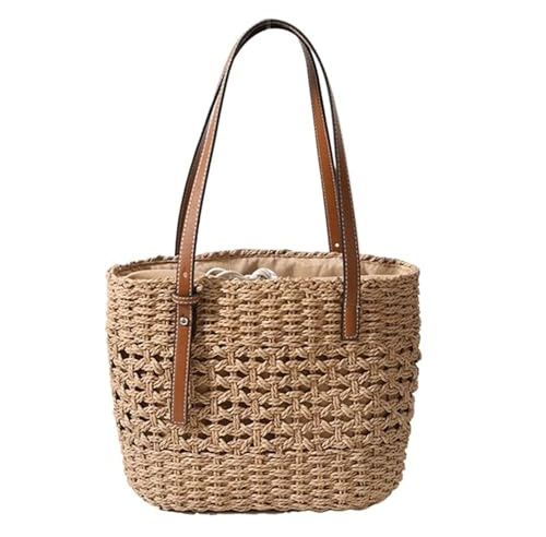 Sacs à main en rotin tissé for femmes, fourre-tout de Shopping de grande capacité, fourre-tout de styliste en osier tissé, sac de plage d'été en paille, grand panier de voyage for dames Sac en paille