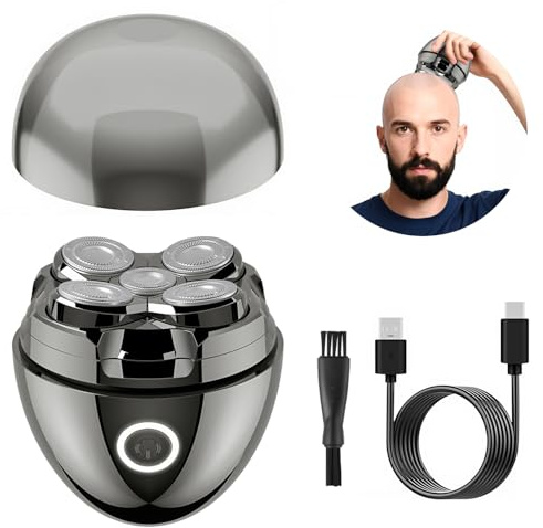 Rasoio elettrico da uomo, a secco/umido, con testina magnetica staccabile e durata di 150 minuti, rasoio ricaricabile per uomini calvi, adatto per famiglie e viaggi