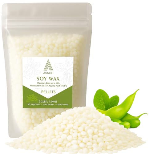 Auroh Soy Wax Pellets 1KG for Candle Making, SOYA Candle Wax, 100% Soy Wax Supplies for Candle Making Suitable for Adults and Beginners, Premium Pure Natural