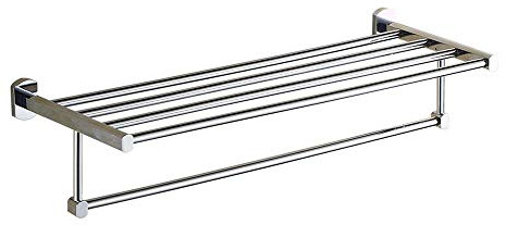 3FLQOOPP Towel Rack Double Bath Towel Rack Brass Bathroom Rack Wall-Mounted Storage Rack Washstand Towel Rack(Silver)