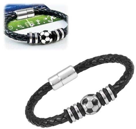 MOLIMOLI Pulsera de fútbol elegante correa de cuero para niños, regalo genial para los fanáticos del fútbol