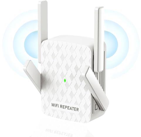 COOYA 4-Antenna WiFi Extender Signal Booster, WiFi Extender con 1200Mbps Dual - Band 2.4G&5G, WIFI Booster con 3 modalità e 2 porte Ethernet, Wi-Fi Repeater con 12880 Sq.ft Copertura 105 Dispositivi