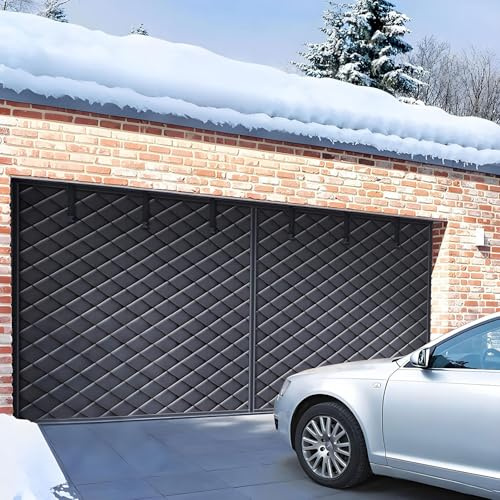Garageportsnät för vintern, Garageportsisoleringskit 183x183cm 274x305cm Magnetisk värmeisolerad dörrgardin Garageportsskydd Filt Paneler Skärm för 2 bilar Garage(Black,W183xH274cm)