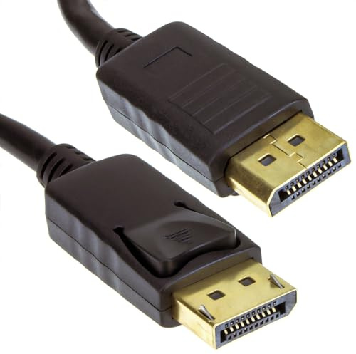 kenable DisplayPort-kabel hane till hane med låsning GULD 0,5 m [0,5 meter/50cm] svart för skärm monitor dator