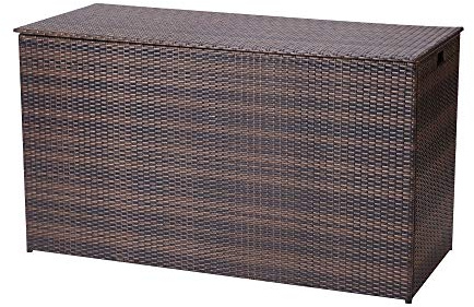 Teamson Home 154 Gallon Outdoor Storage Chest with Side Handles and Waterproof Liner for Cushions, Supplies, Sports Equipment, Garden Tools, Brown