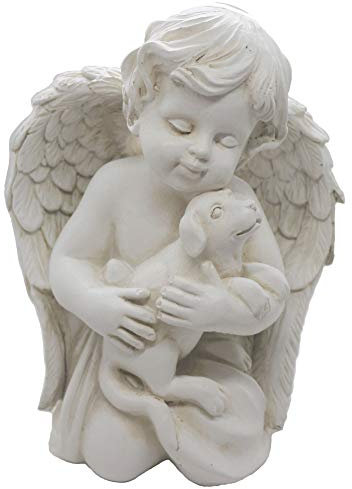 Statua commemorativa a forma di angelo con cane, per interni ed esterni, per casa, giardino, cucciolo di cane da guardiano, 17,8 cm