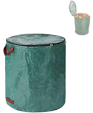 Gartenabfallsäcke mit Griffen,Gartensack aus Robustem Wasserdichtes Polypropylen-Gewebe (PP),Wiederverwendbare und Stabile Faltbar Laubsäcke mit Deckel,für Gras Laub Grünabfall