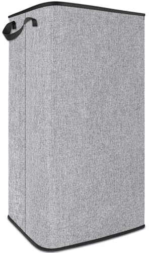 SNIGJAT Extra Large Laundry Hamper, 100 L Tall Laundry Basket with Sturdy Handles, Dirty Clothes Basket for Bedroom, Large Hamper, Sturdy Storage Organizer for Clothes Toys Grey