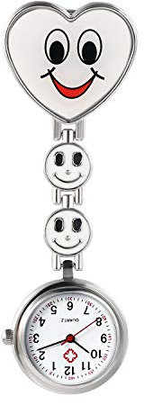 Avaner Krankenschwesteruhr Lächelndes Gesicht Design Pflegeruhr FOB Analog Taschenuhr Quarzwerk Pulsuhr Ansteckuhr Unisex Schwesternuhren mit Pin/Clip für Arzt Doktor Medical