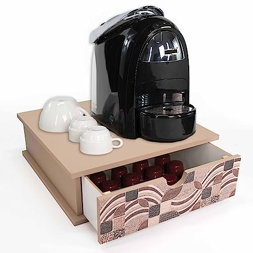 Lupia - Contenitore Cassetto Porta Capsule e Cialde caffè Cassetto ORGANIZER Vintage LEAVES 33x33 cm in legno per casa, cucina, angolo bar ufficio, multiuso