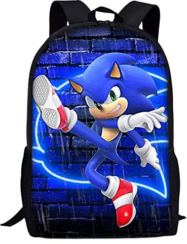 BESTZY Rucksäcke, Sonic Kinder Rucksack Schüler Schultasche, Hedgehog Backpack, Büchertasche, Karikatur Tasche Modeaccessoire Rucksack für Kinder Geschenk Kinder Schultaschen(44 * 28 * 13cm)