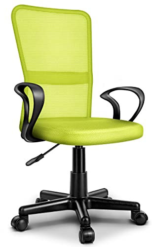 TRESKO Bürostuhl Schreibtischstuhl Drehstuhl, mit Armlehnen & Kunststoff-Leichtlaufrollen, stufenlos höhenverstellbar, gepolsterte Sitzfläche, ergonomische Passform, Lift SGS-geprüft