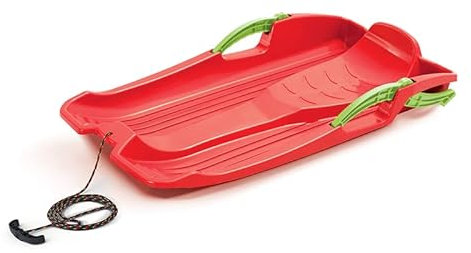 NEUSTANLO Rodel Bob Schlitten Modell Hornet Rot mit Zugseil und Griff