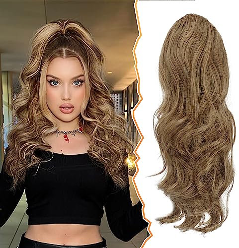 BARSDAR 40 cm Locken Kordelzug Pferdeschwanz Haarteil Haarverlängerung, Wellige Lockige Pferdeschwanz Verlängerung Synthetisches Haarteil Ponytail Extension für Frauen und Mädchen