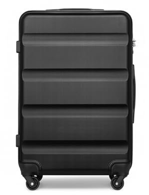 KONO Hartschalenkoffer Mittelgroß Trolley Koffer L Grösse Leichter Rollkoffer Reisekoffer mit Rollen und TSA Schloss, 66x45x26cm, 63Liter (Schwarz)