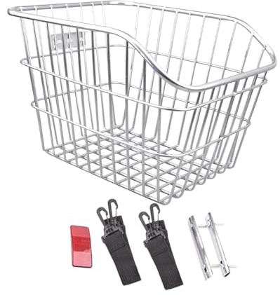 Dickly Cesta Trasera para Bicicleta, Cesta de Hierro de fácil instalación, Cesta de Alambre para Bicicleta, Estante de Carga para Montar Bicicletas Plegables