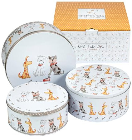 SPOTTED DOG GIFT COMPANY Keksdosen-Set 3-teilig – Gebäckdosen, Plätzchendosen, Blechdosen, Keksdose Weihnachten aus Metall mit Hundemotiv, Geschenk für Hundebesitzer & Hundeliebhaber