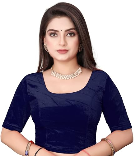 SEEANS Women's Velvet Stretchable Saree Blouse | Readymade Full-Stitched Half Sleeve Choli | Soft & Comfortable Partywear Crop Top | Multi-Color Designer Blouse for Traditional & Festive Wear