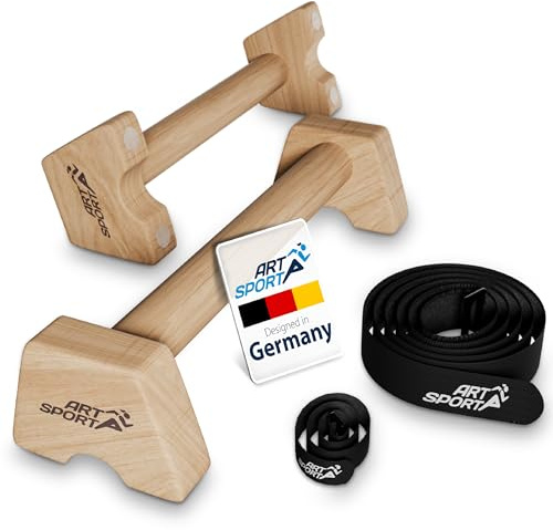 ArtSport Poignées de Pompes en Bois L - Parallettes Ergonomiques pour Calisthénie - Barres de Pompes Intérieur & Extérieur - Poignées Stand à main