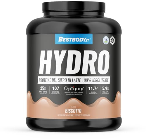 BestBody - Hydro Optipep - Proteine del Latte Idrolizzate Optipep DH4 di Carbery per la Crescita della Massa Muscolare, Ricco di EAA e BCAA, Bromelina e Vitamina B6, 90% Proteine, Biscotto, 700g
