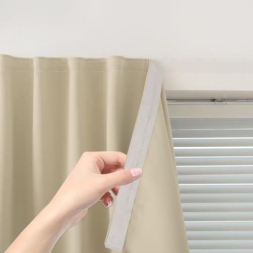 Cortinas Para Cuarto, Tende oscuranti autoadesive portatili per camera da letto, facili da installare, termiche, oscuranti, per cucina, camera da letto, 89 x 140 cm, beige, 1 pannello