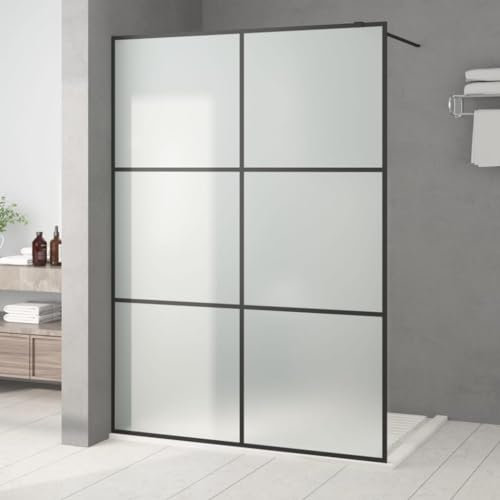 Tidyard Duschvägg svart 140 x 195 cm frostat ESG-glas, duschvägg, duschskärm, badkarsstängning väggduschpanel för badrum