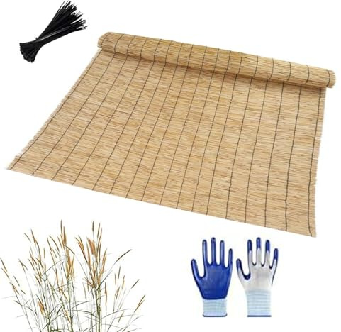 Rollo De Caña Natural Resistente, Valla Cañizo Bambu Cortavientos, Estera De Bambú Pelado Reforzada, Estera De Caña Pantalla De Caña De Jardín Varias Alturas Para Patio Al Aire Libre(H80xL600cm/2.6x19