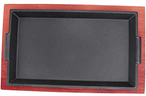 VICASKY Cast Iron BBQ Dish for Teppanyaki and Roasting Round Griddle Pan Non-Stick Metal Cooking Tray for Beef Steak and Fish Suitable for Induction Cooktops and Outdoor Grilling