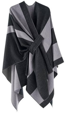 Zetieny Womens Cross Front Shawl Wraps Elegant Knitted Poncho Reversible Oversized Knitted Cape Blanket Warm Winter Scarf Cardigan for Evening